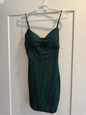 Lovely Day Emerald Green Glitter Mini Dress
